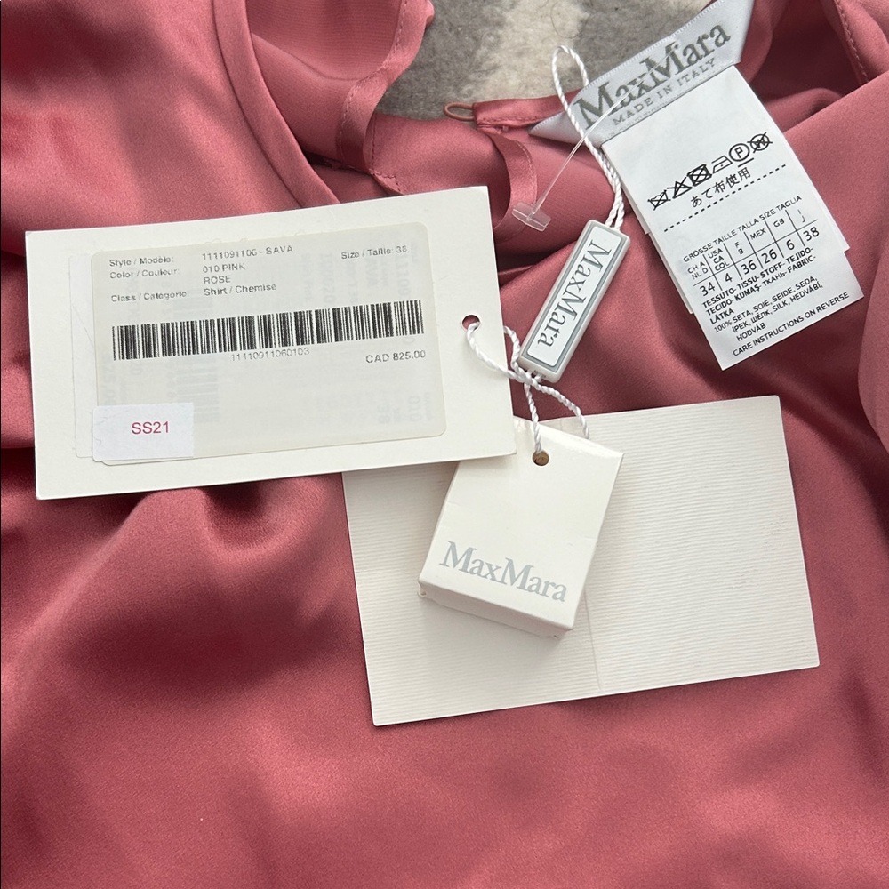 NWT MaxMara Classic Pink Silk Blouse - Picture 4 of 9